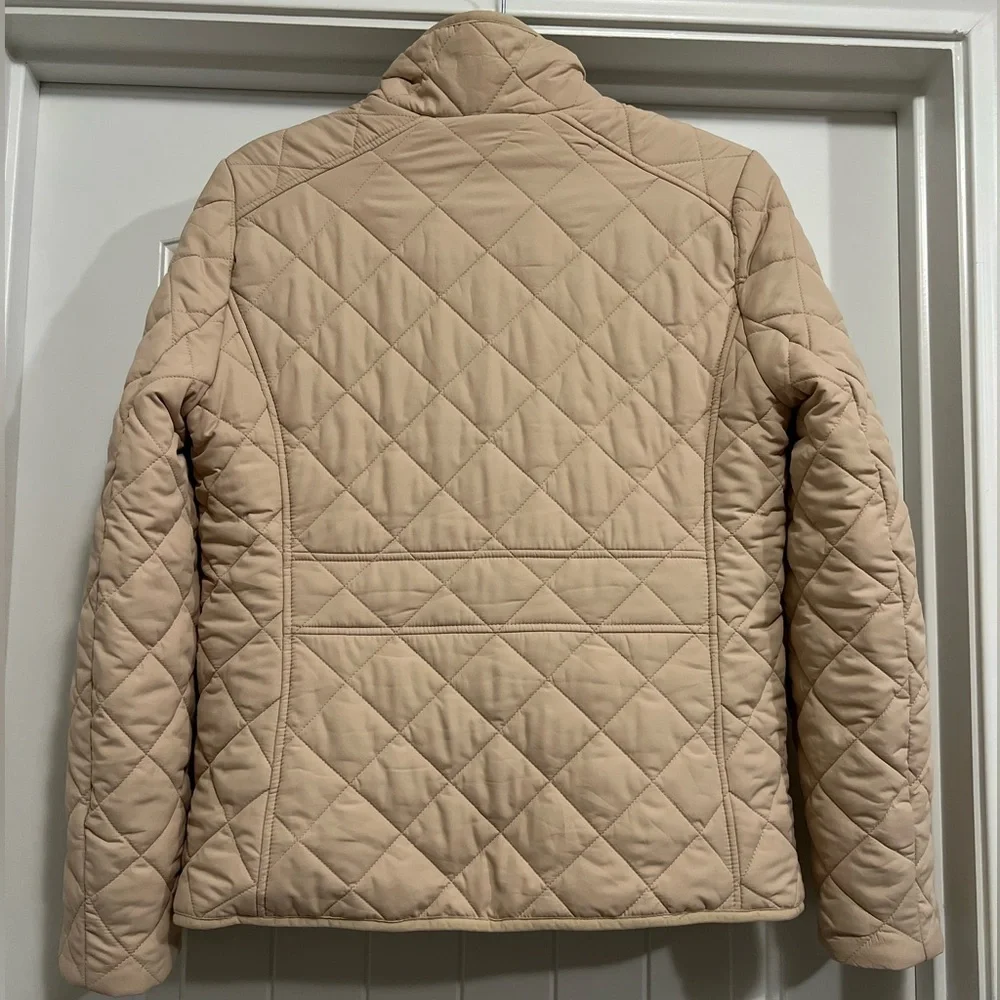 J.Crew Quilted Puffer Jacket Tan Gold Hardware Size Small | Classic Preppy Fall - Picture 2 of 11